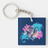 Siamese vechtende vis bloemigen sleutelhanger (Voorkant)