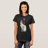 Siamese Verjaardagsballonfeest pet T-shirt (Voorkant volledig)
