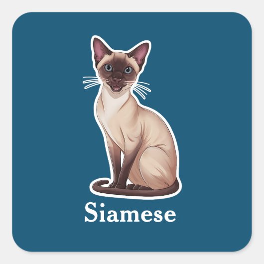 Siamese Vierkante Sticker (Voorkant)