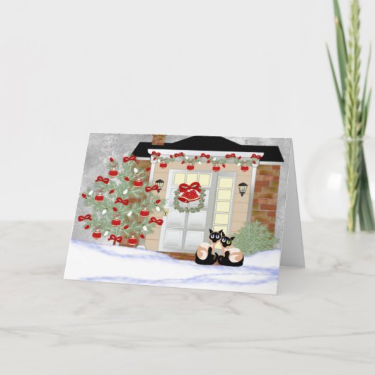 Siamese Vrienden van Kerstmis Feestdagen Kaart (Voorkant)