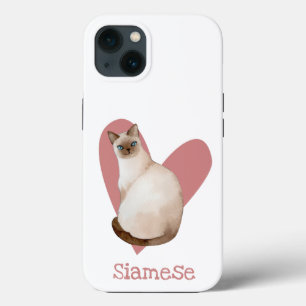 Siamese Waterverf Kat roze hartslag Case-Mate iPhone Case