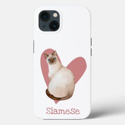 Siamese Waterverf Kat roze hartslag Case-Mate iPhone Case (Achterkant)