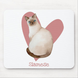 Siamese Waterverf Kat roze hartslag Muismat