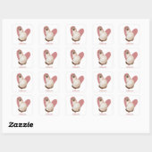 Siamese Waterverf Kat roze hartslag Vierkante Sticker (Vel)