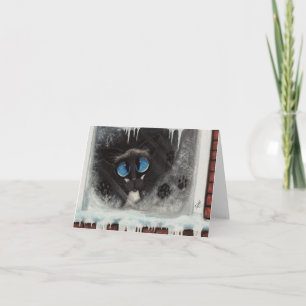 Siamese Winter Sneeuw Kat door BiHrLe Card Feestdagen Kaart