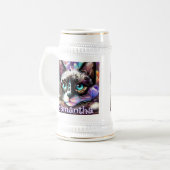 Siamese Witte Kitty Cat Crocus Bloemen Gepersonali Bierpul (Voorkant links)