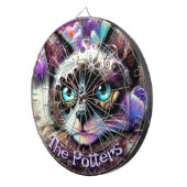 Siamese Witte Kitty Cat Crocus Bloemen Gepersonali Dartbord (Voorkant Rechts)