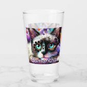 Siamese Witte Kitty Cat Crocus Bloemen Gepersonali Glas (Achterkant)