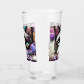 Siamese Witte Kitty Cat Crocus Bloemen Gepersonali Glas (Links)