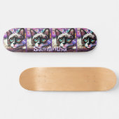 Siamese Witte Kitty Cat Crocus Bloemen Gepersonali Persoonlijk Skateboard (Horizontaal)