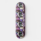 Siamese Witte Kitty Cat Crocus Bloemen Gepersonali Persoonlijk Skateboard (Voorkant)
