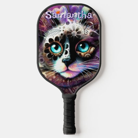 Siamese Witte Kitty Cat Crocus Bloemen Gepersonali Pickleball Paddle (Voorkant)
