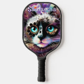 Siamese Witte Kitty Cat Crocus Bloemen Gepersonali Pickleball Paddle (Achterkant)