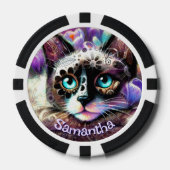 Siamese Witte Kitty Cat Crocus Bloemen Gepersonali Poker Chips (Voorkant)