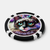 Siamese Witte Kitty Cat Crocus Bloemen Gepersonali Poker Chips (Enkel)