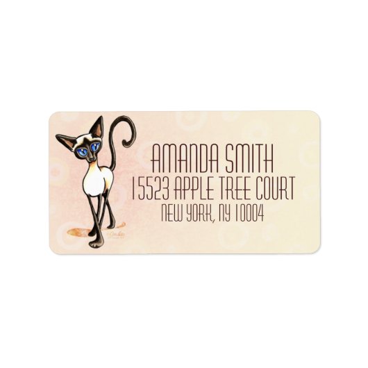 Siamese zegel Point Crosswalk off-Leash Art™ Roze Etiket (Voorkant)