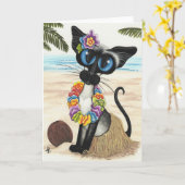 Siamese Zomer Luau van de Kat Kaart (Gele Bloem)