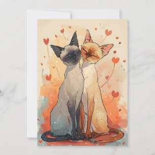 Siamezen katten Valentijnsdag  Feestdagenkaart