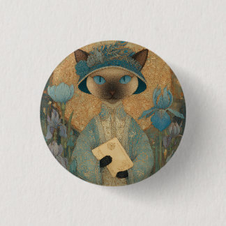 Siamkatze im Jugendstil – Elegantes Katzenkunstwer Ronde Button 3,2 Cm