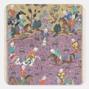 Siavosh Spelend Polo met Afrasiab Vierkante Sticker