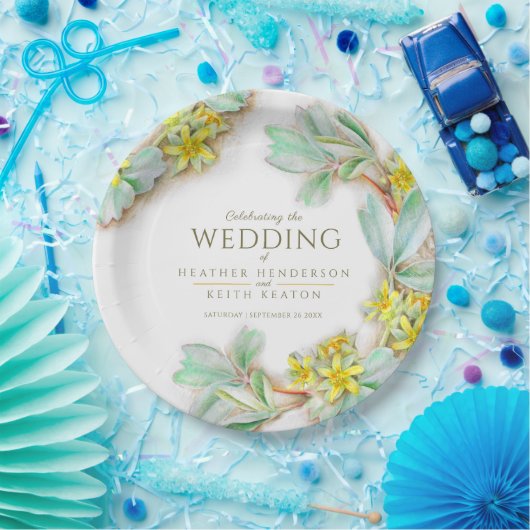 Sibbaldia procumbens wildflower waterverf bruiloft papieren bordje (Feest)