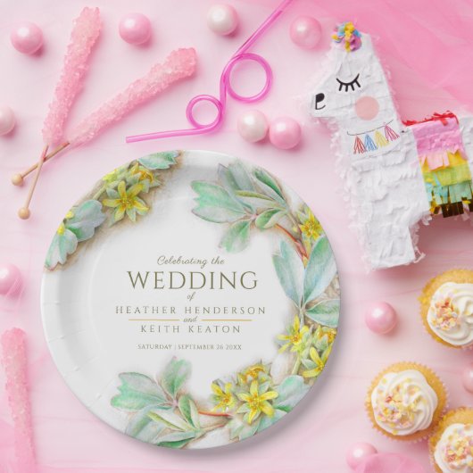 Sibbaldia procumbens wildflower waterverf bruiloft papieren bordje (Feest)