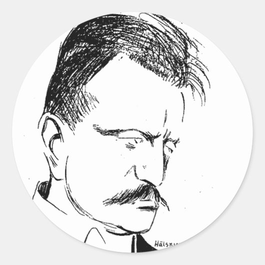 Sibelius: schets van Albert Engström (1904) Ronde Sticker (Voorkant)