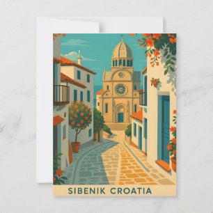 Šibenik Kroatië Vintage Reis Postkaart– St. Jacob Briefkaart