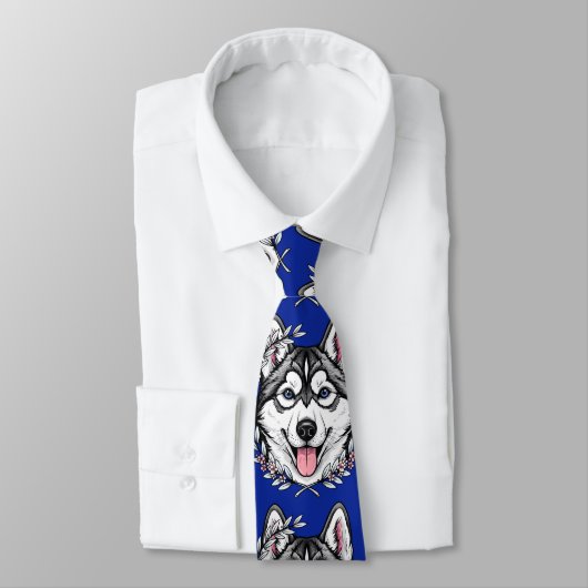Siberese Husky Hond En Berglaurierbloesem Stropdas (Gebonden)