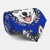 Siberese Husky Hond En Berglaurierbloesem Stropdas (Opgerold)