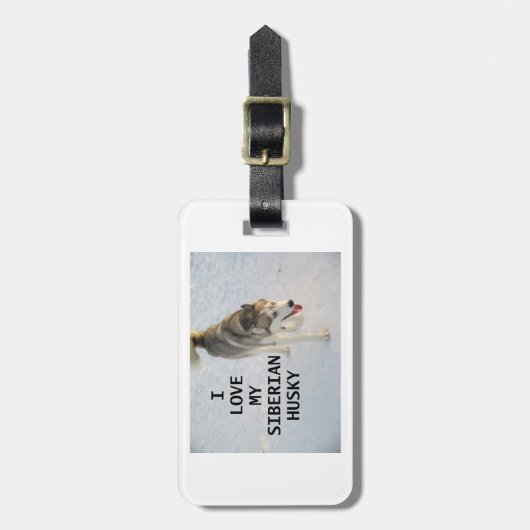 siberiaanse husky grijs en witte liefde met pic bagagelabel (Voorkant verticaal)