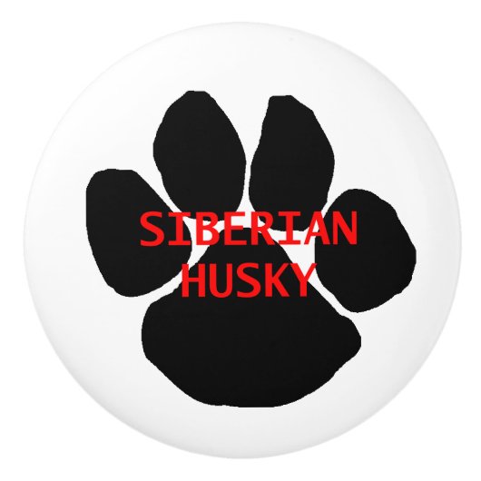 siberiaanse husky name paw keramische knop (Voorkant)