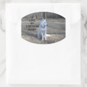 siberiaanse husky white love w pic ovale sticker (Tas)