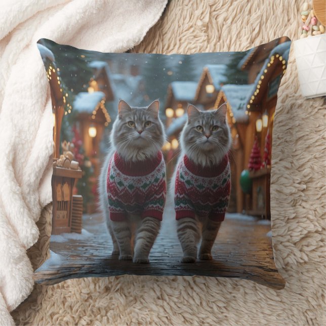 Siberiaanse Katten Kerst Sneeuw Vakantie  Kussen (Deken)