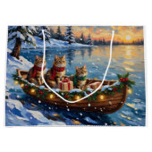 Siberian Cat Christmas Boat Holiday Groot Cadeauzakje (Voorkant)