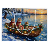 Siberian Cat Christmas Boat Holiday Groot Cadeauzakje (Achterkant)