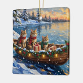 Siberian Cat Christmas Boat Holiday Keramisch Ornament (Links)