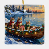 Siberian Cat Christmas Boat Holiday Keramisch Ornament (Voorkant)
