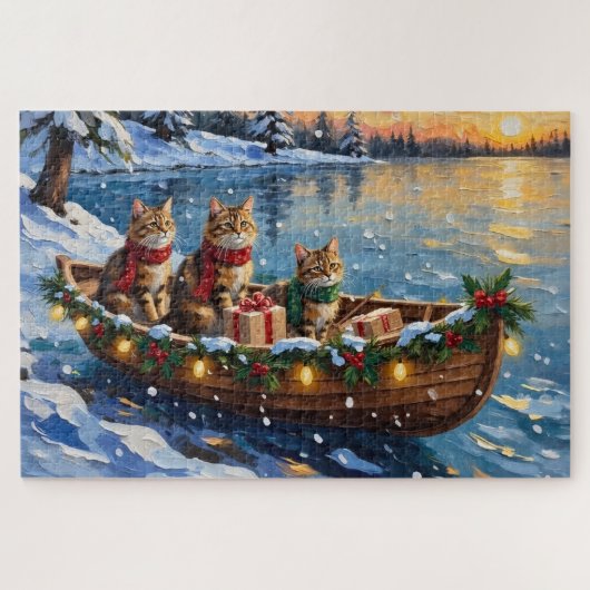Siberian Cat Christmas Boat Holiday Legpuzzel (Horizontaal)