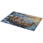 Siberian Cat Christmas Boat Holiday Snijplank (Hoek)