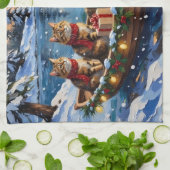 Siberian Cat Christmas Boat Holiday Theedoek (Gevouwen)