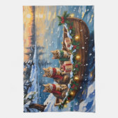 Siberian Cat Christmas Boat Holiday Theedoek (Verticaal)
