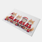 Siberian Cat Christmas Dress Santa Hat Deurmat (Schuin)