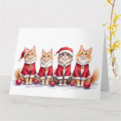 Siberian Cat Christmas Dress Santa Hat Kaart (Gele Bloem)