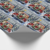 Siberian Cat Christmas Red Truck Holiday Cadeaupapier (Hoek)