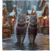 Siberian Cats Christmas Snow Holiday  Douchegordijn (Voorkant)