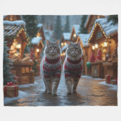 Siberian Cats Christmas Snow Holiday Fleece Deken (Voorkant (Horizontaal))