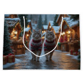 Siberian Cats Christmas Snow Holiday  Groot Cadeauzakje (Voorkant)