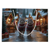 Siberian Cats Christmas Snow Holiday  Groot Cadeauzakje (Achterkant)