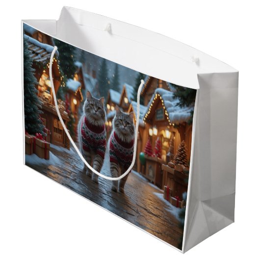 Siberian Cats Christmas Snow Holiday  Groot Cadeauzakje (Achterkant Gekanteld)